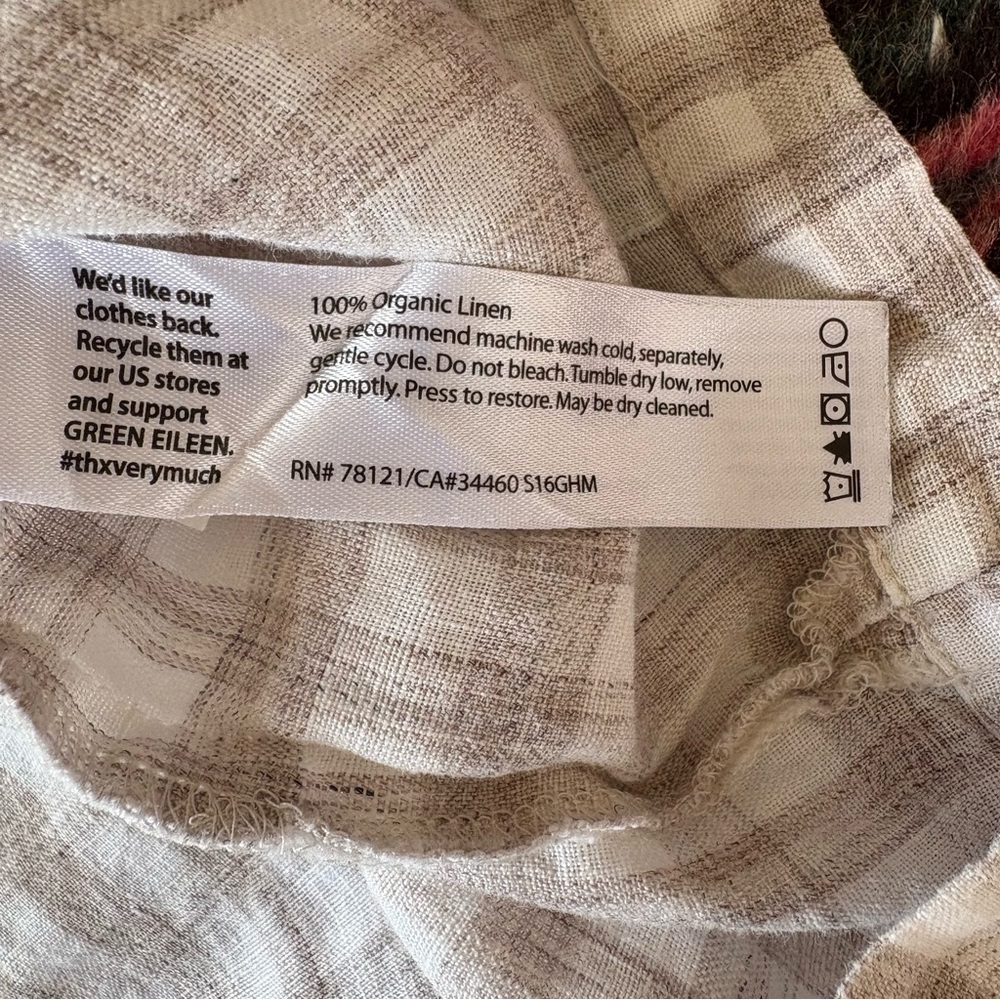 EUC Eileen fisher 100% linen gingham boxy top size medium - Picture 4 of 9